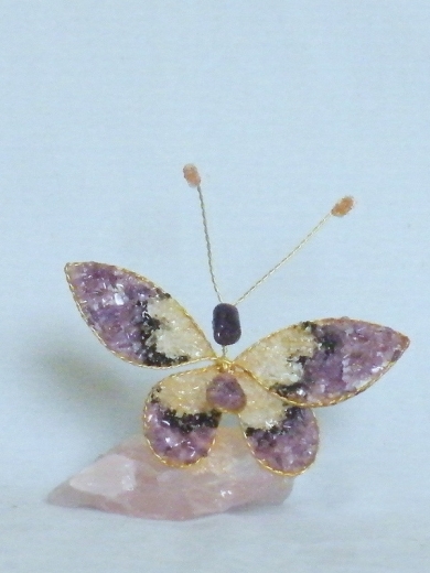 Schmetterling (± 10 cm) mit Amethyst, Onyx und Bergkristall